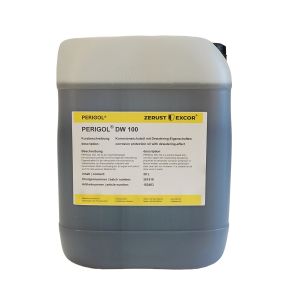 Korrosionsschutzöl PERIGOL 100 DW im 20-l-Kanister – Frontansicht mit Produktetikett Korrosionsschutzöl PERIGOL 100 DW im 20-l-Kanister – Frontansicht mit Produktetikett